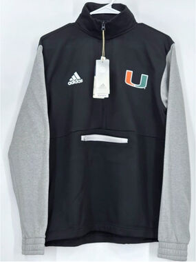Athleisure adidas Miami Hurricanes 1/4 Zip Pullover Men M Black AEROREADY NCAA